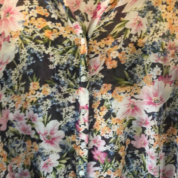 J. Jill floral cotton and silk blend long sleeve top size Large Petite - Picture 6 of 9